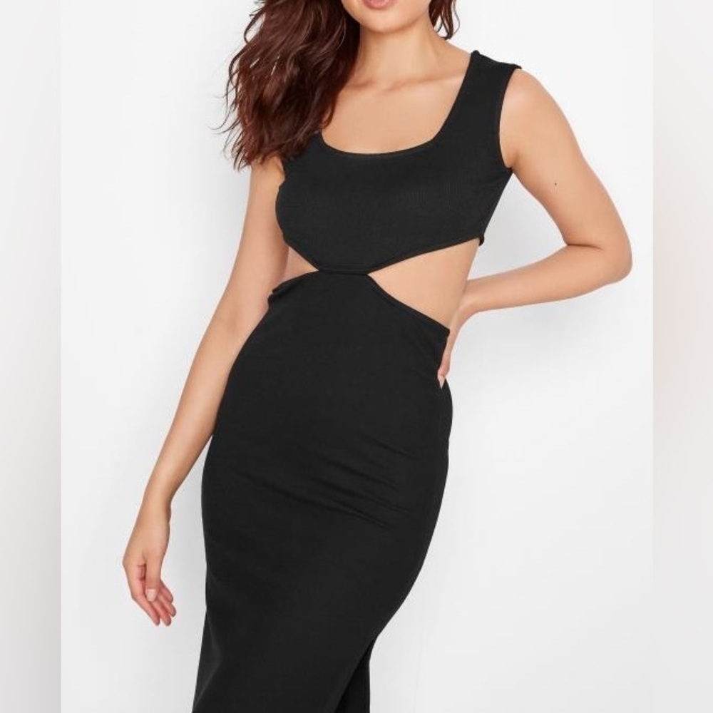 LTS Tall Black Cut Out Detail Mini Dress Size 16 NEW - Picture 3 of 15